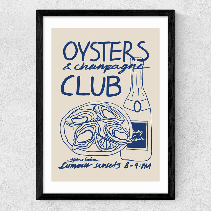Oysters & Champagne Club Medium Black Frame