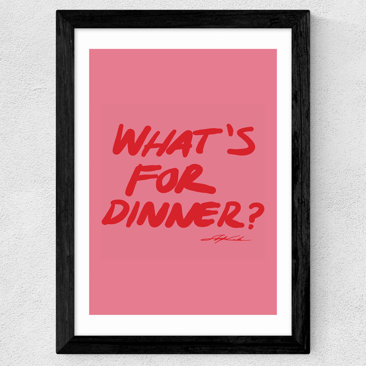 What's For Dinner Pink Wide Black Frame
