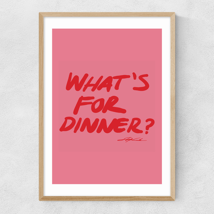 What's For Dinner Pink Narrow Oak Frame