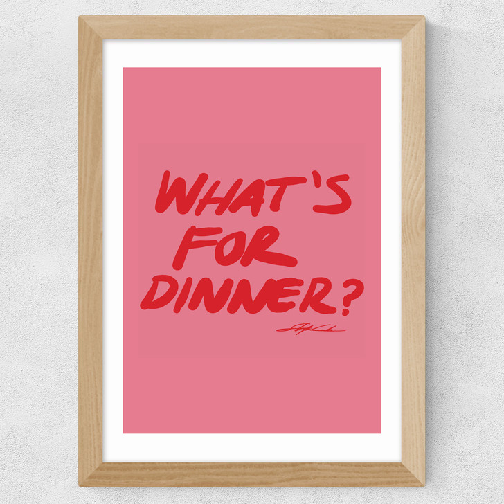 What's For Dinner Pink Wide Oak Frame