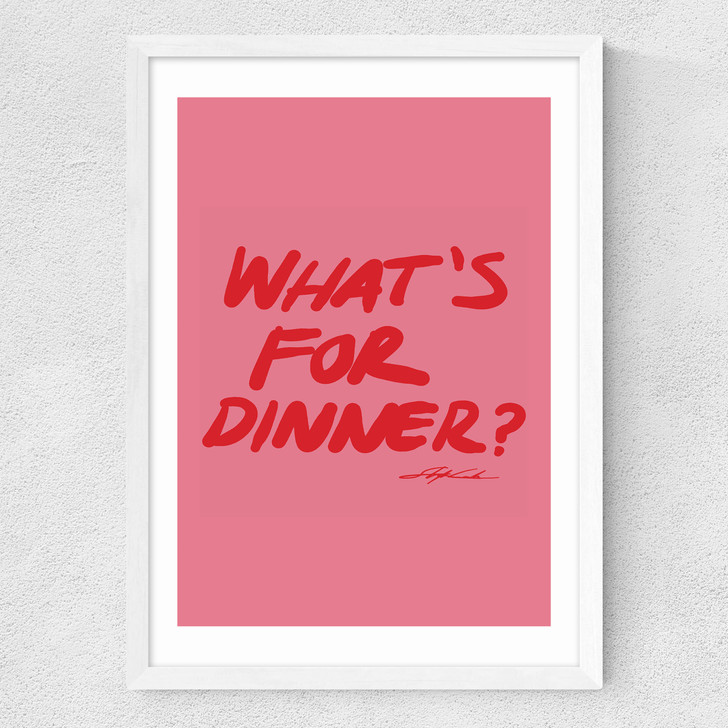 What's For Dinner Pink Medium White Frame