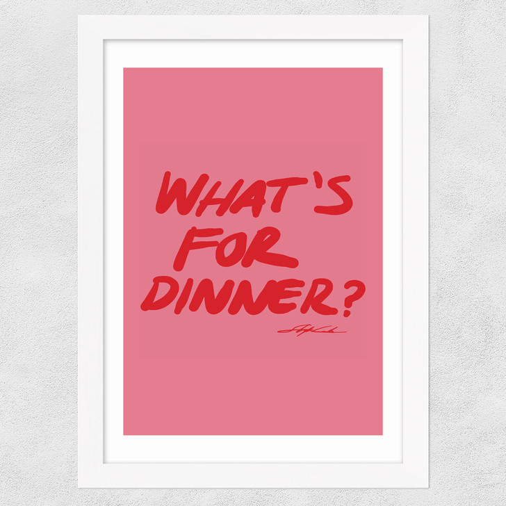 What's For Dinner Pink Wide White Frame