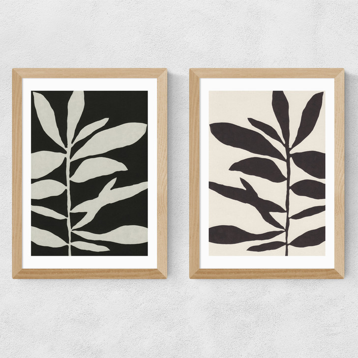 Linocut Branch Set Medium Oak Frame
