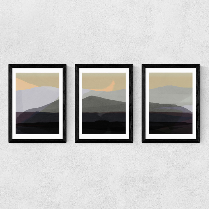 Golden Hills Tryptich Medium Black Frame