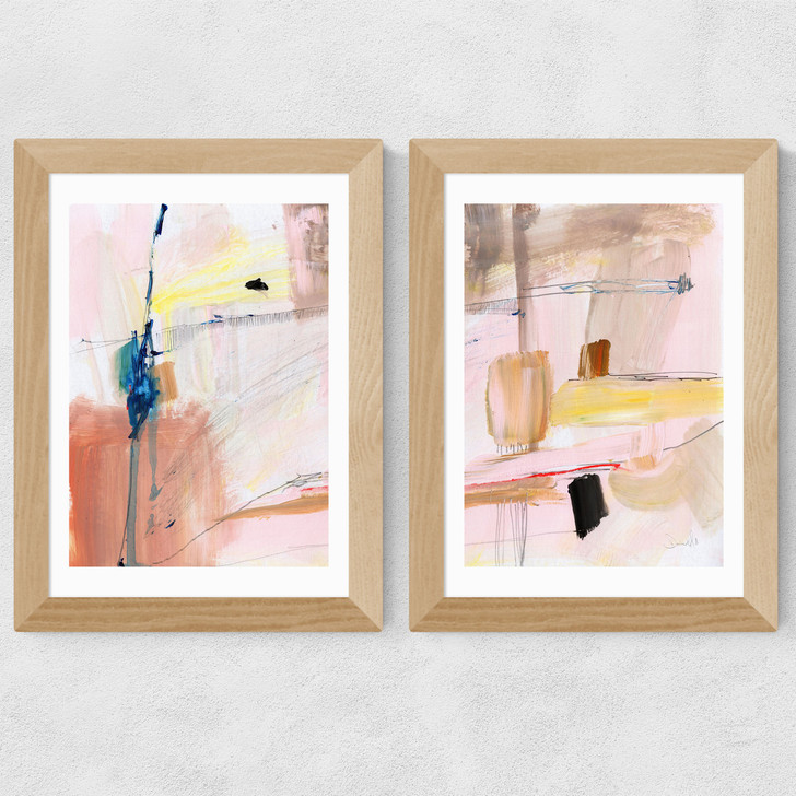 Pink Escape Set Wide Oak Frame