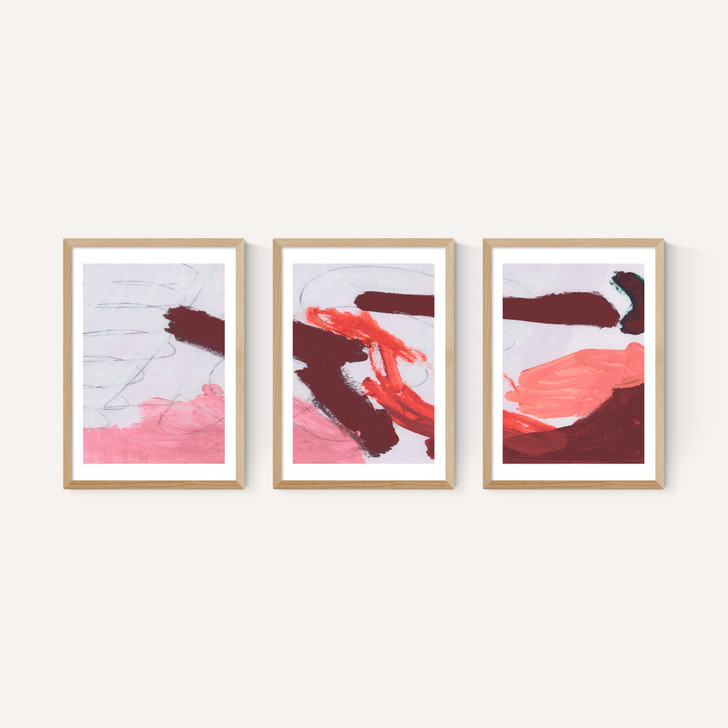 Pink Brush Triptych