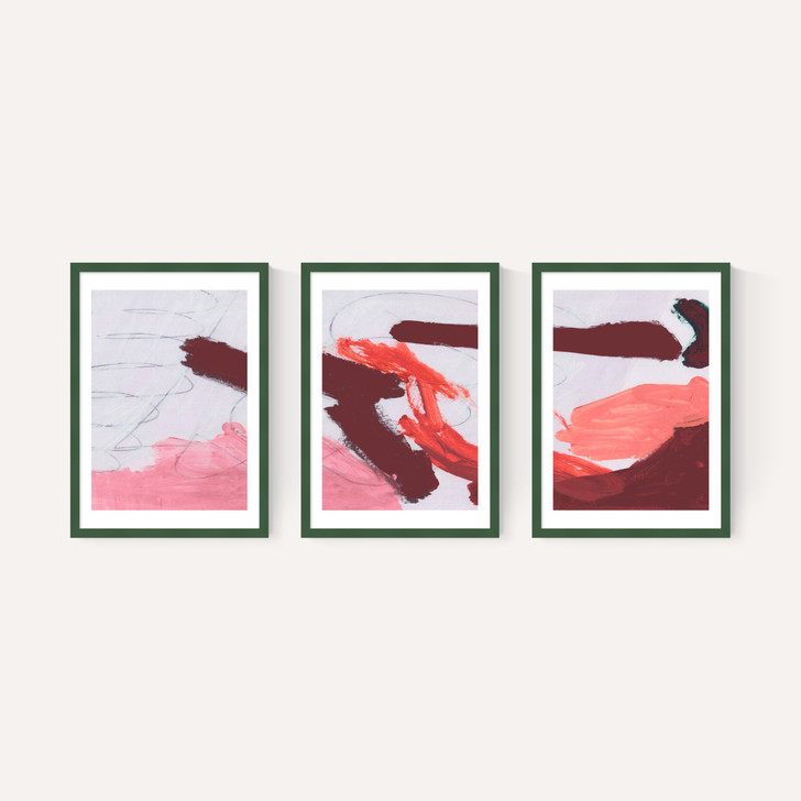 Pink Brush Triptych