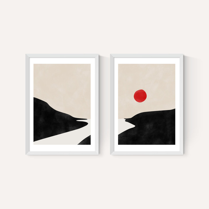 Beige & Black Landscape Set