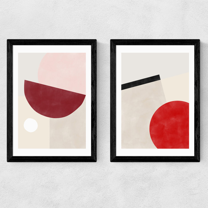 Pink & Red Graphic Set Medium Black Frame