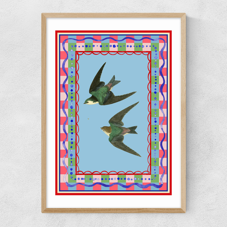 Birdframe Swallows Narrow Oak Frame
