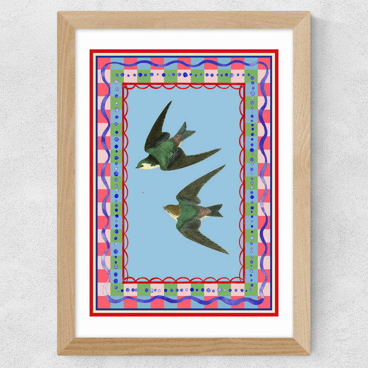 Birdframe Swallows Wide Oak Frame