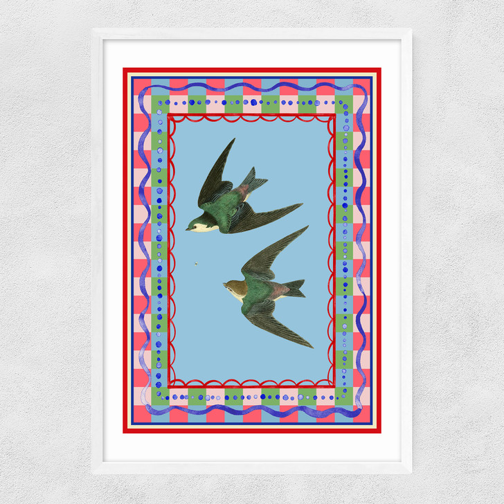 Birdframe Swallows Narrow White Frame