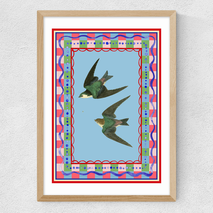 Birdframe Swallows Medium Oak Frame