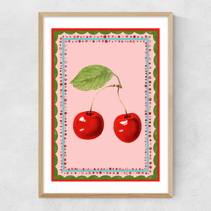 Carnival Cherries Narrow Oak Frame