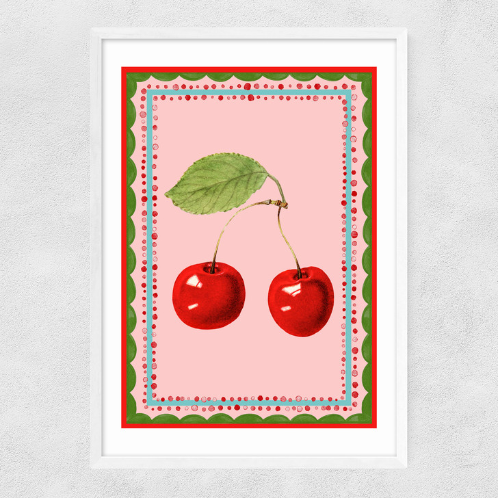 Carnival Cherries Narrow White Frame