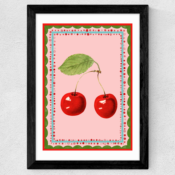 Carnival Cherries Wide Black Frame