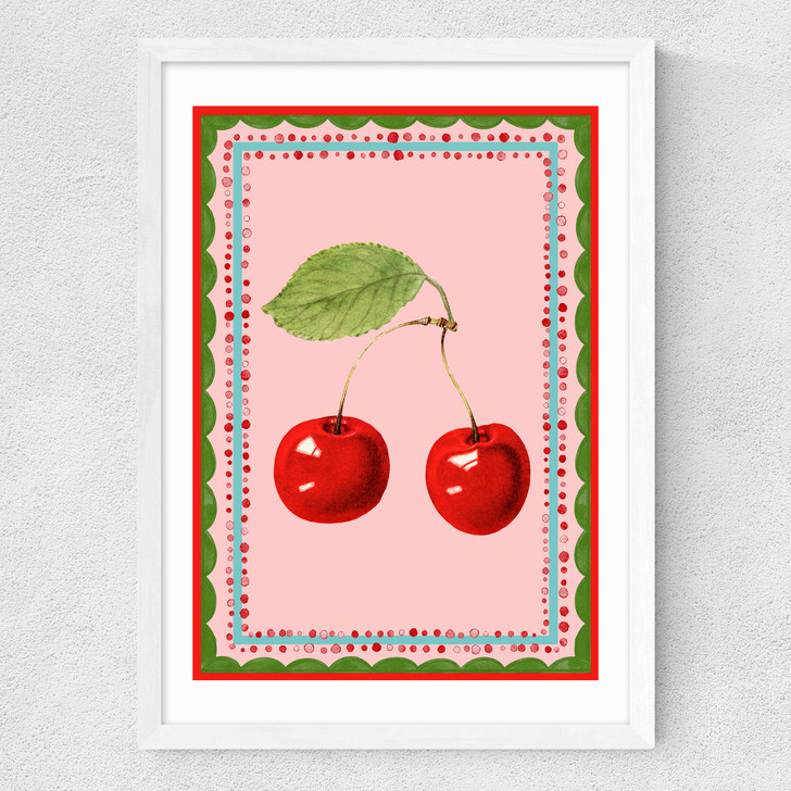 Carnival Cherries Medium White Frame