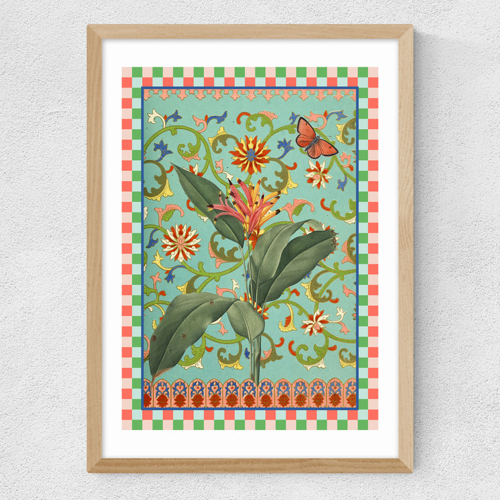 Flora & Pattern I Medium Oak Frame