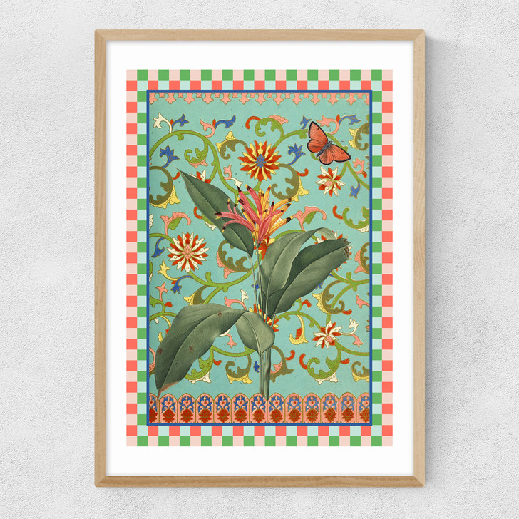 Flora & Pattern I Narrow Oak Frame