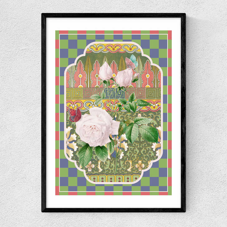 Flora & Pattern II Narrow Black Frame