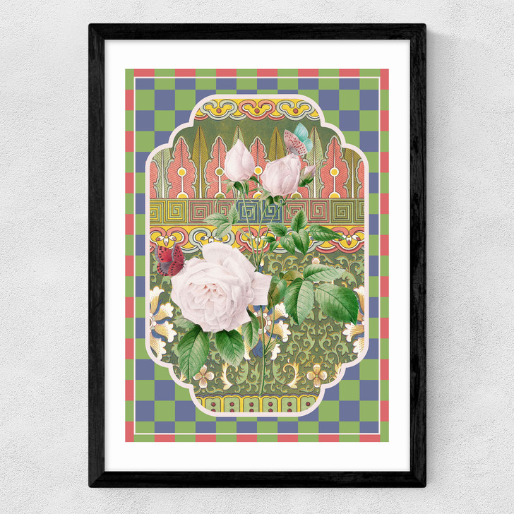 Flora & Pattern II Medium Black Frame