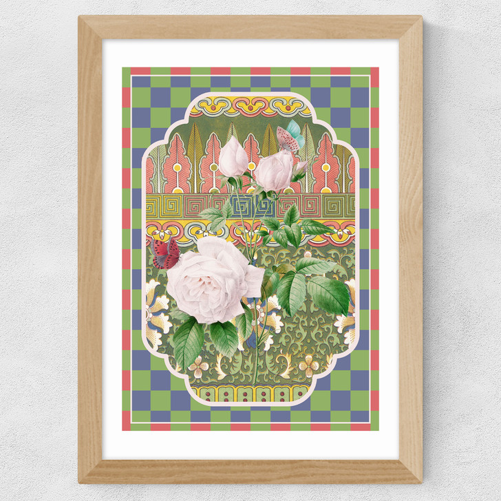 Flora & Pattern II Wide Oak Frame