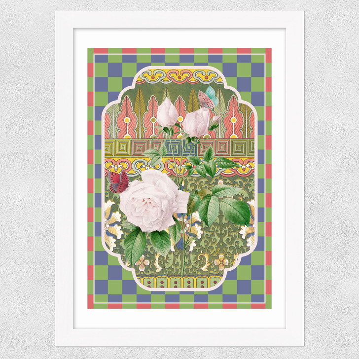 Flora & Pattern II Wide White Frame