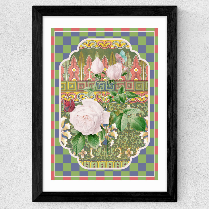 Flora & Pattern II Wide Black Frame