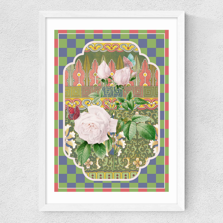 Flora & Pattern II Medium White Frame
