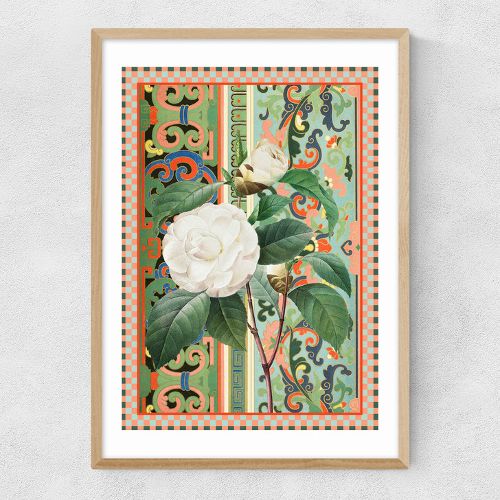 Flora & Pattern III Narrow Oak Frame