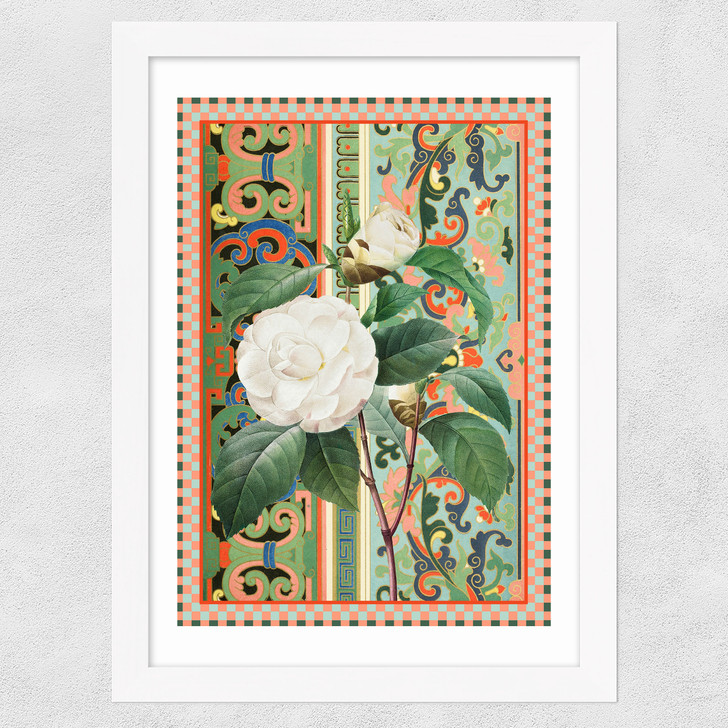 Flora & Pattern III Wide White Frame