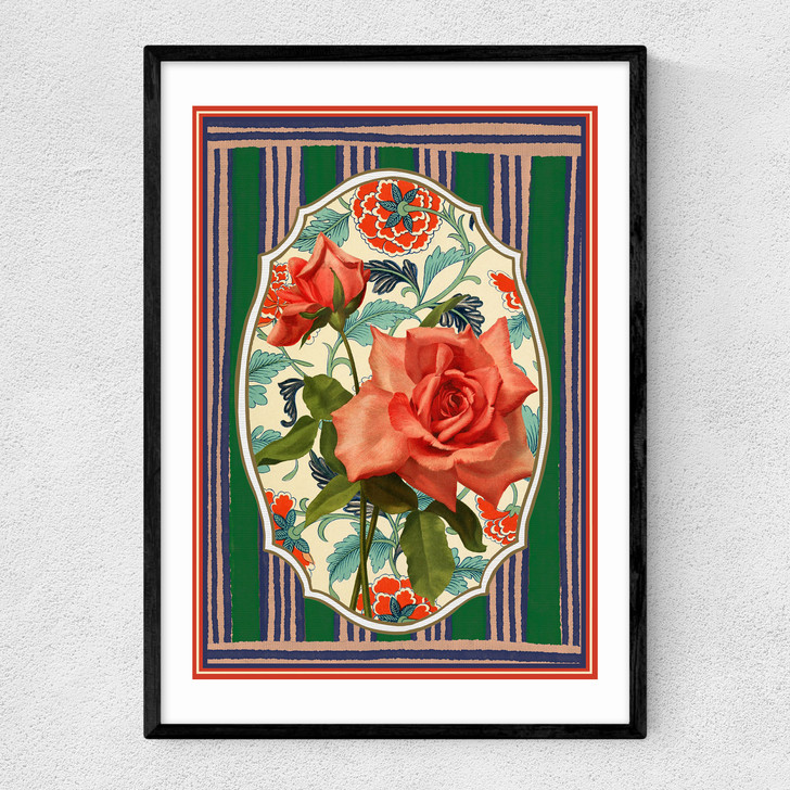 Flora & Pattern V Narrow Black Frame