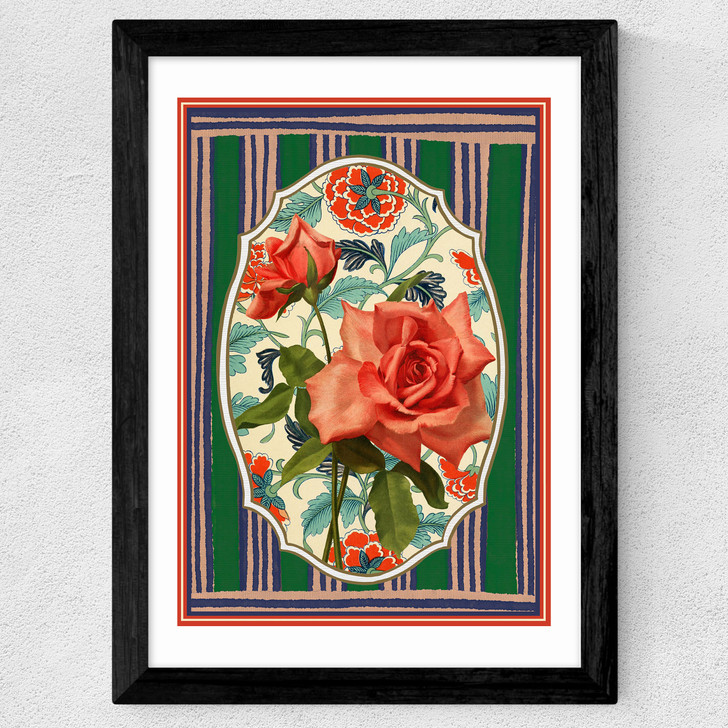 Flora & Pattern V Wide Black Frame