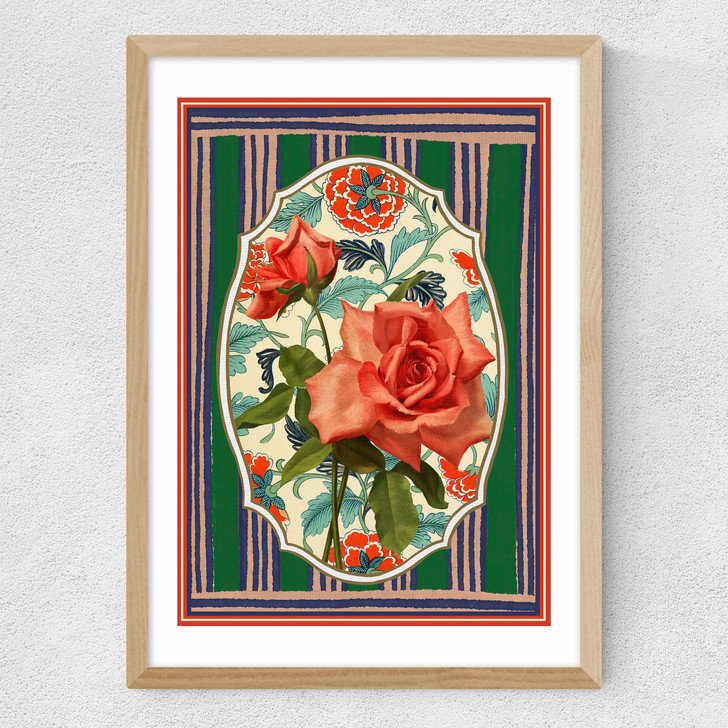 Flora & Pattern V Medium Oak Frame