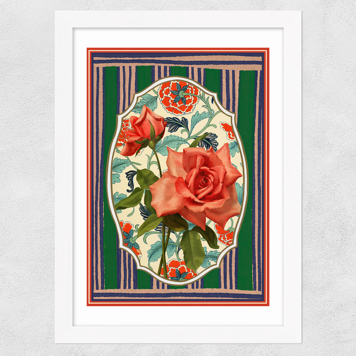 Flora & Pattern V Wide White Frame