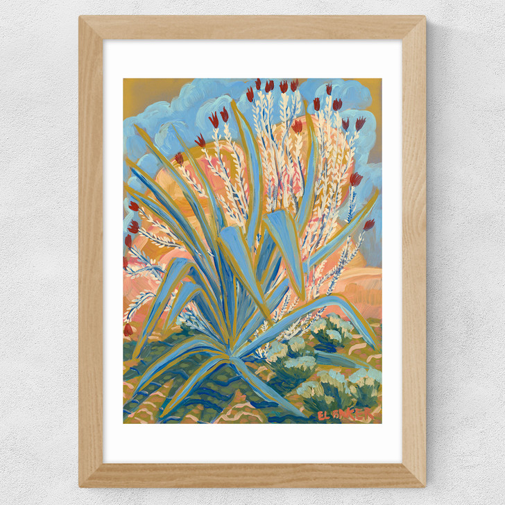 Agave Plant Wide Oak Frame