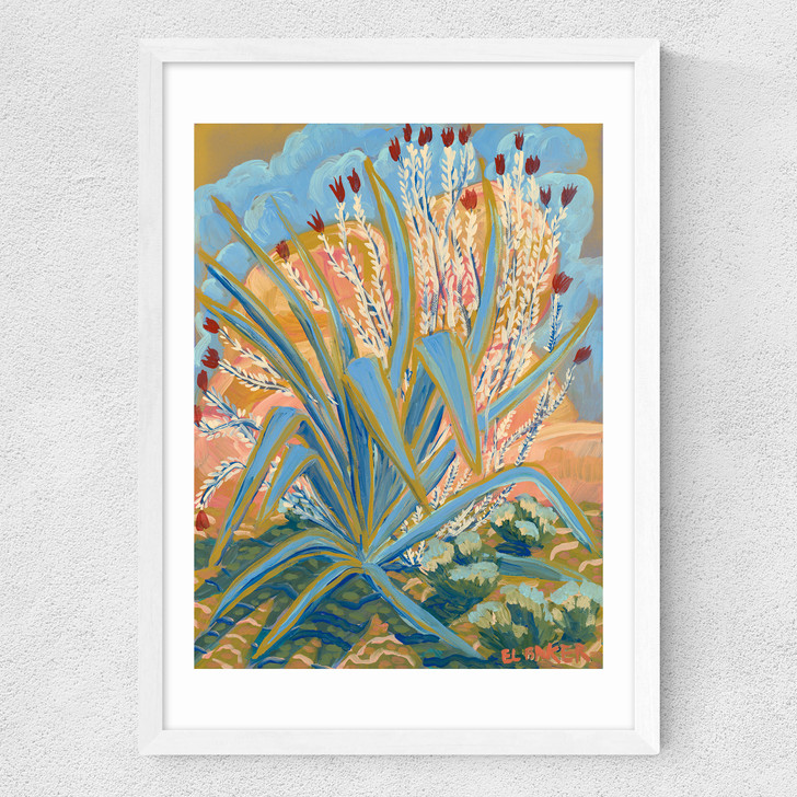 Agave Plant Medium White Frame