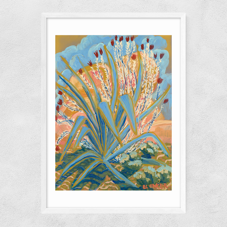 Agave Plant Narrow White Frame