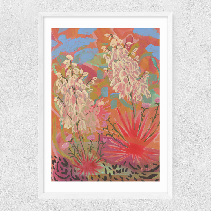 Pink Desert Narrow White Frame