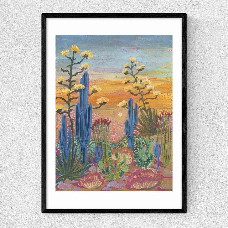 Saguaro Cactus Narrow Black Frame