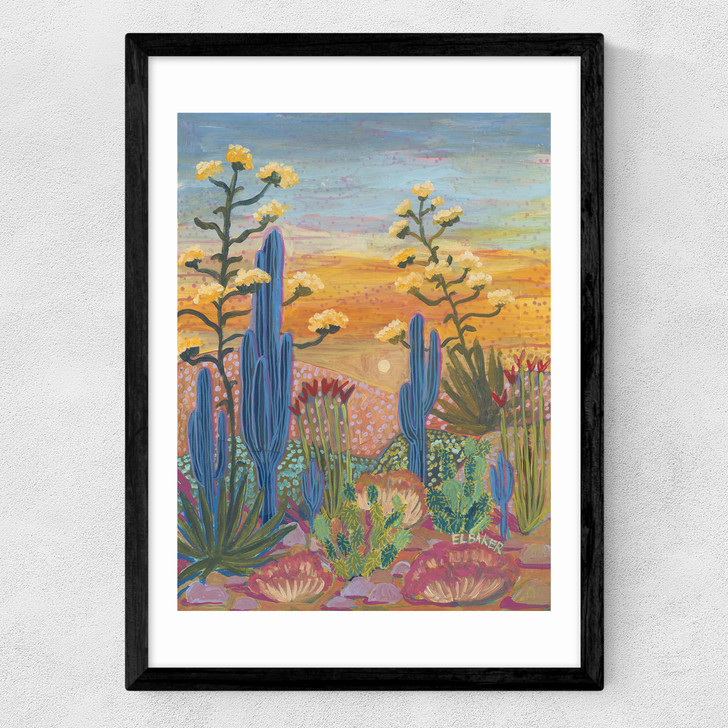 Saguaro Cactus Medium Black Frame