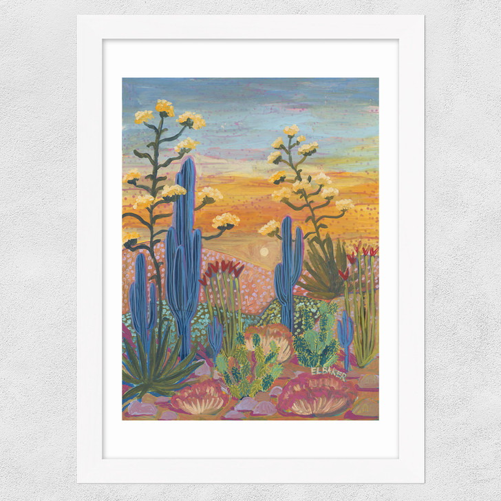 Saguaro Cactus Wide White Frame