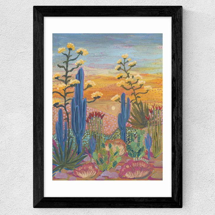 Saguaro Cactus Wide Black Frame