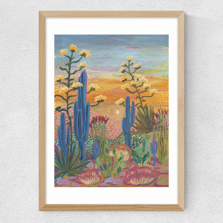 Saguaro Cactus Medium Oak Frame