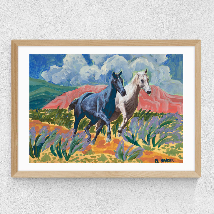 Desert Horses Medium Oak Frame