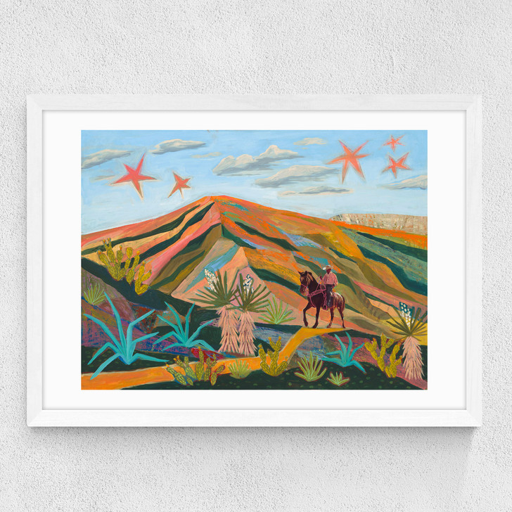 Mountain And Stars Medium White Frame