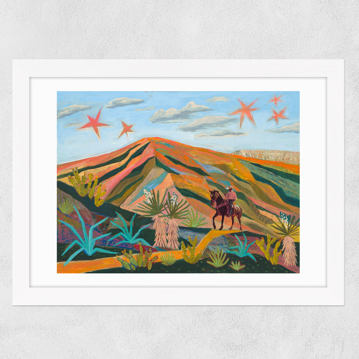 Mountain And Stars Wide White Frame