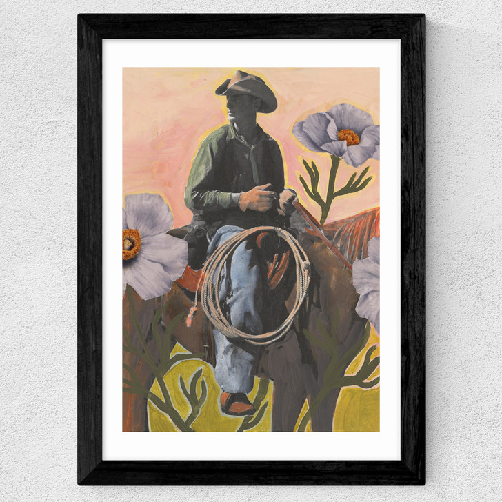 Retro Rodeo Cowboy Wide Black Frame