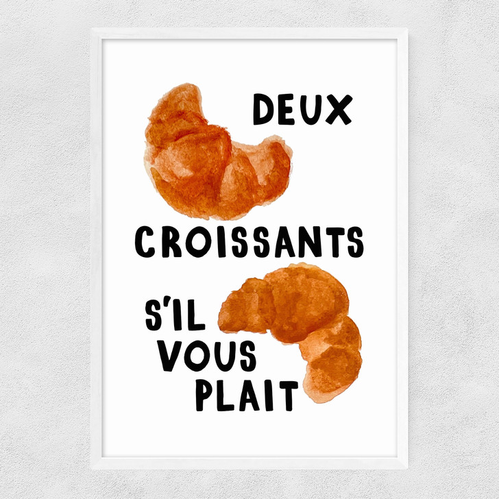 Duex Croissants S'il Vous Plait Narrow White Frame