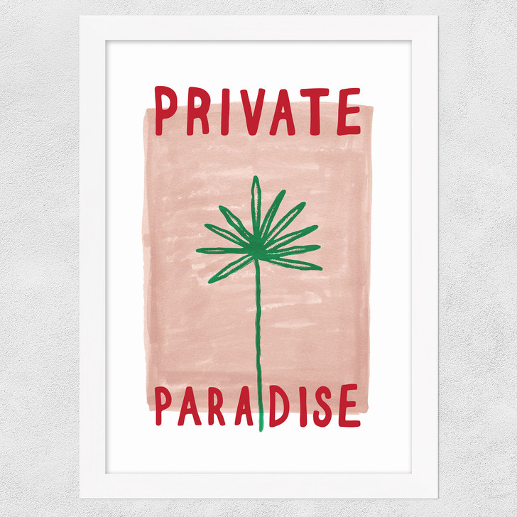 Private Paradise Palm Wide White Frame